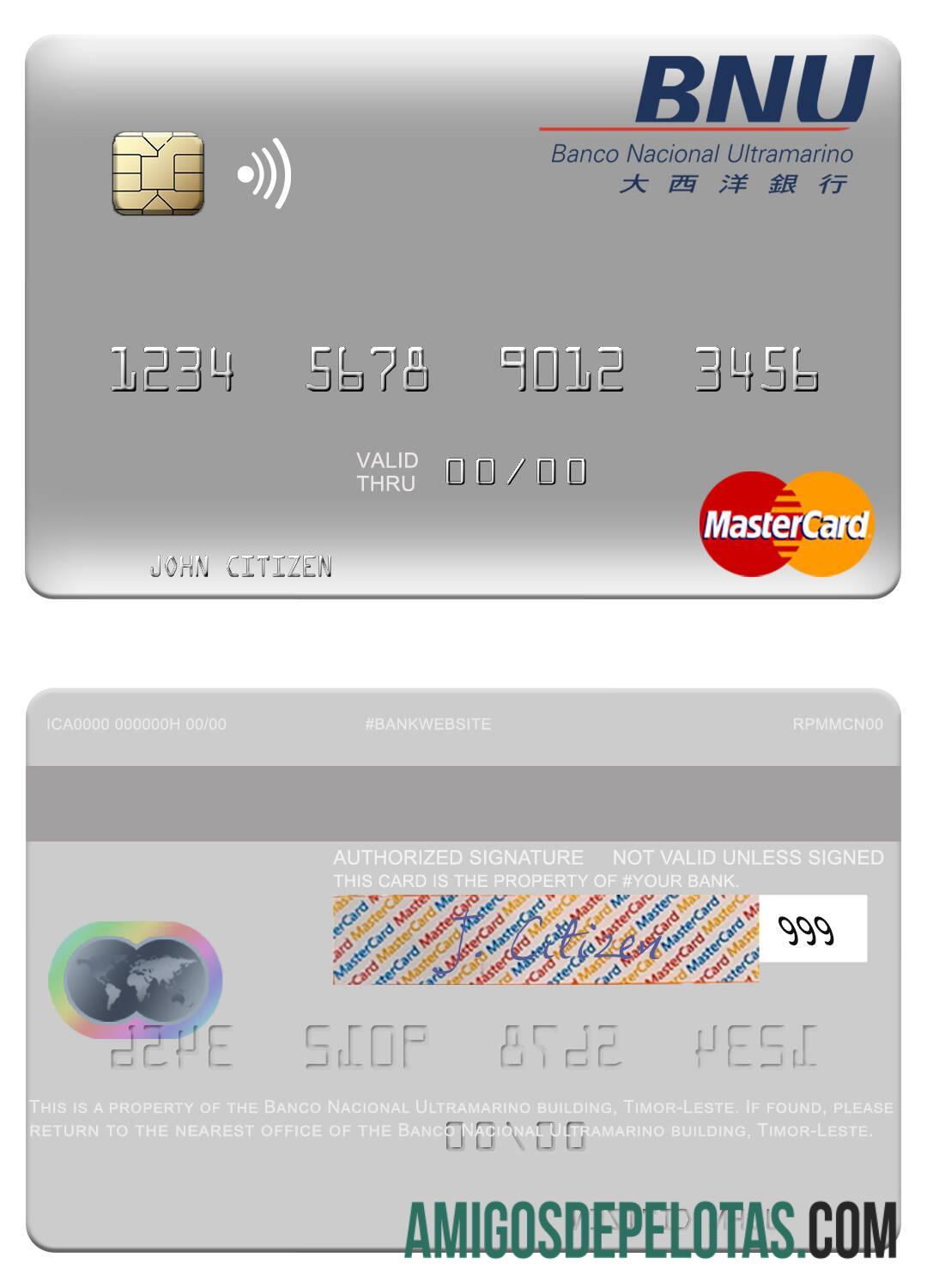 Timor Leste Banco Nacional Ultramarino Building Mastercard exemplo real